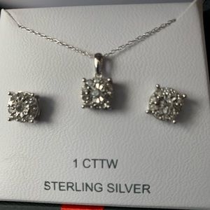 Diamond necklace and earring set